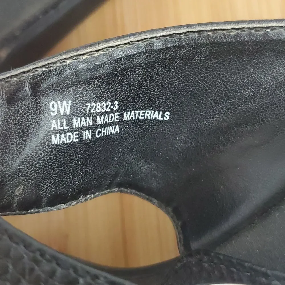 Aerosoles Women's Black Platform Sandal T Strap Toe Post Size 9W - Picture 10 of 10